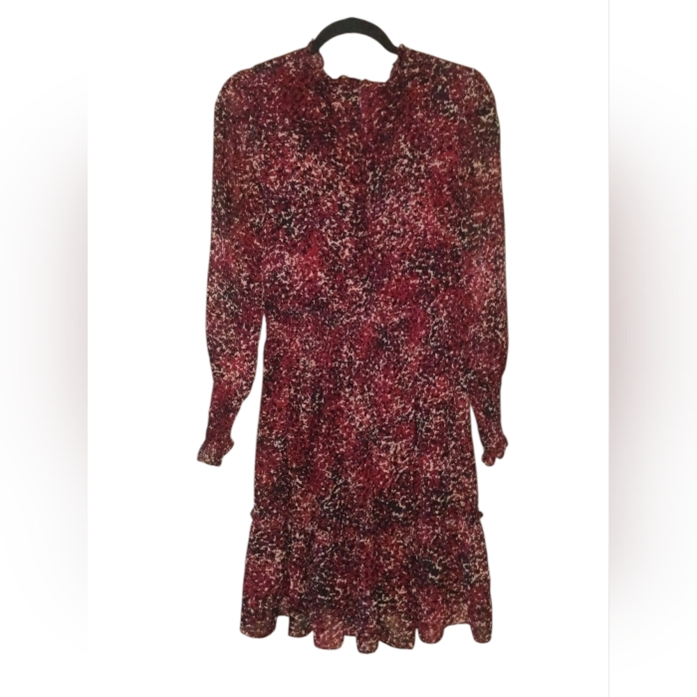 Just Taylor Multi Color Mock Neck Fit N Flare Long Sleeve Dress Sz 10